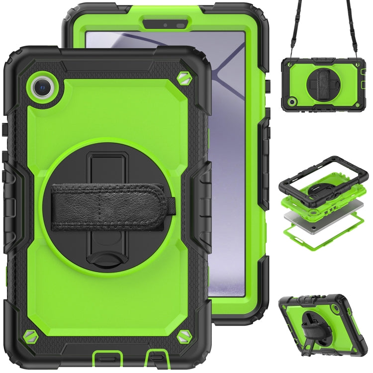 For Samsung Galaxy Tab A9 Silicone + PC Tablet Case with Shoulder Strap(Black+Yellow Green) - Galaxy Tab A9 by buy2fix | Online Shopping UK | buy2fix