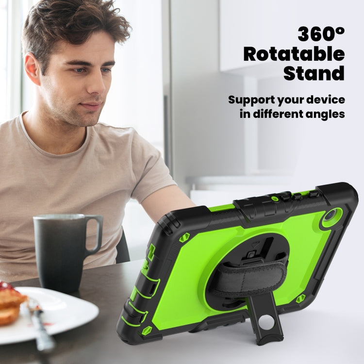 For Samsung Galaxy Tab A9 Silicone + PC Tablet Case with Shoulder Strap(Black+Yellow Green) - Galaxy Tab A9 by buy2fix | Online Shopping UK | buy2fix