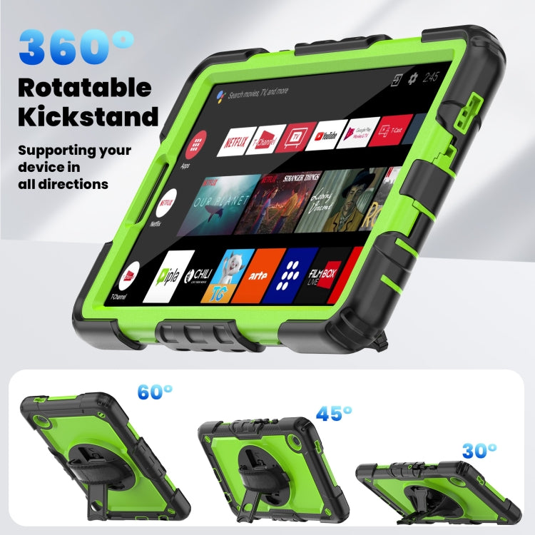 For Samsung Galaxy Tab A9 Silicone + PC Tablet Case with Shoulder Strap(Black+Yellow Green) - Galaxy Tab A9 by buy2fix | Online Shopping UK | buy2fix