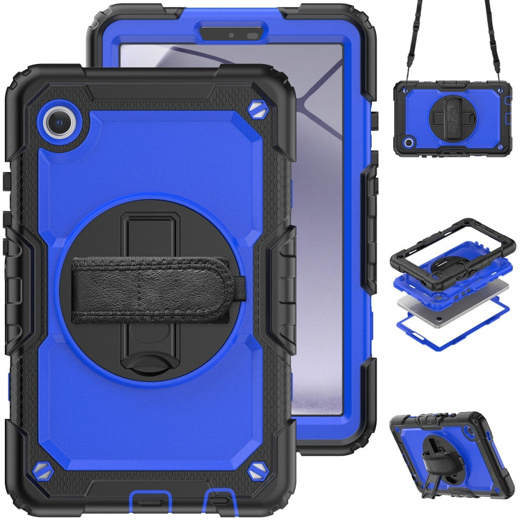 For Samsung Galaxy Tab A9 Silicone + PC Tablet Case with Shoulder Strap(Black+Dark Blue) - Galaxy Tab A9 by buy2fix | Online Shopping UK | buy2fix