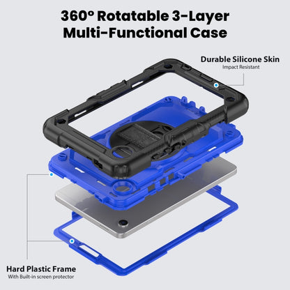 For Samsung Galaxy Tab A9 Silicone + PC Tablet Case with Shoulder Strap(Black+Dark Blue) - Galaxy Tab A9 by buy2fix | Online Shopping UK | buy2fix