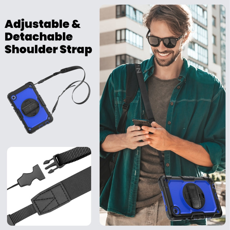 For Samsung Galaxy Tab A9 Silicone + PC Tablet Case with Shoulder Strap(Black+Dark Blue) - Galaxy Tab A9 by buy2fix | Online Shopping UK | buy2fix