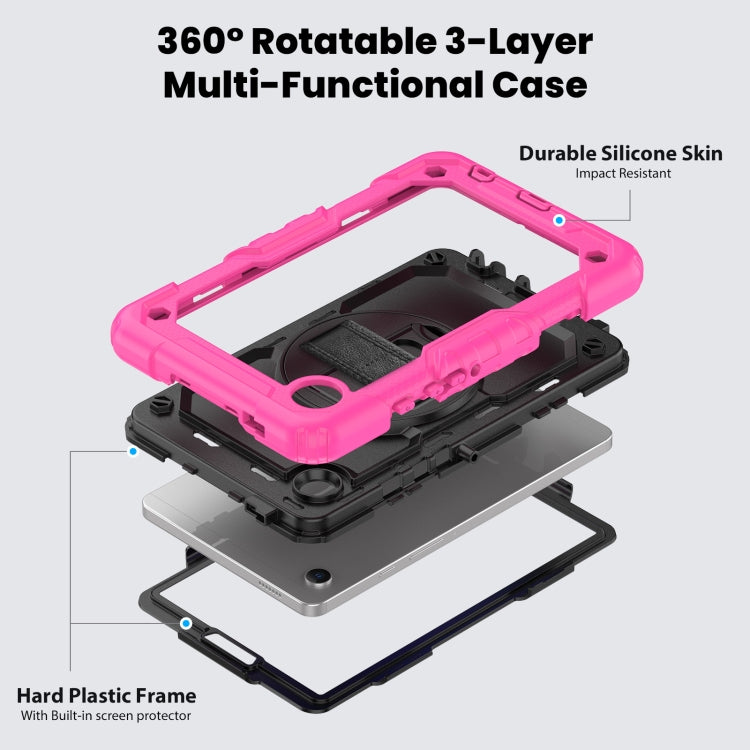 For Samsung Galaxy Tab A9 Silicone + PC Tablet Case with Shoulder Strap(Rose Red) - Galaxy Tab A9 by buy2fix | Online Shopping UK | buy2fix