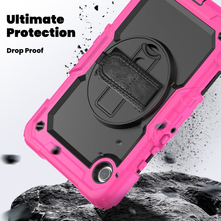 For Samsung Galaxy Tab A9 Silicone + PC Tablet Case with Shoulder Strap(Rose Red) - Galaxy Tab A9 by buy2fix | Online Shopping UK | buy2fix