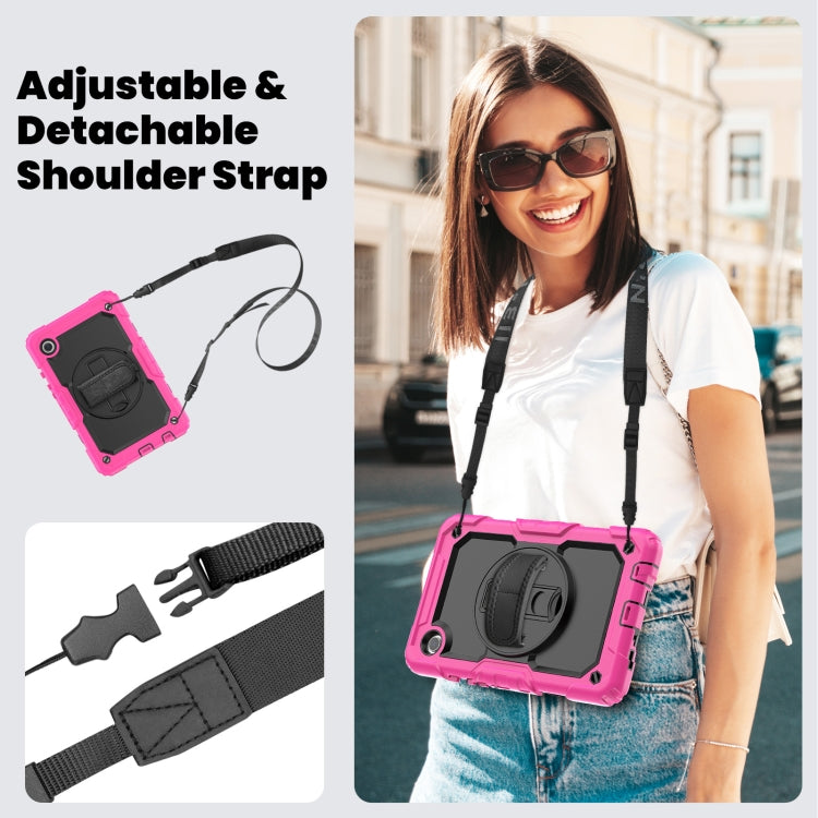 For Samsung Galaxy Tab A9 Silicone + PC Tablet Case with Shoulder Strap(Rose Red) - Galaxy Tab A9 by buy2fix | Online Shopping UK | buy2fix