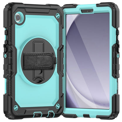 For Samsung Galaxy Tab A9 Silicone + PC Tablet Case with Shoulder Strap(Black+Light Blue) - Galaxy Tab A9 by buy2fix | Online Shopping UK | buy2fix