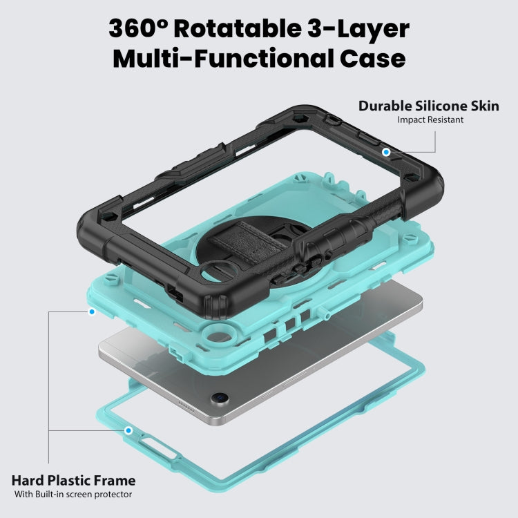 For Samsung Galaxy Tab A9 Silicone + PC Tablet Case with Shoulder Strap(Black+Light Blue) - Galaxy Tab A9 by buy2fix | Online Shopping UK | buy2fix