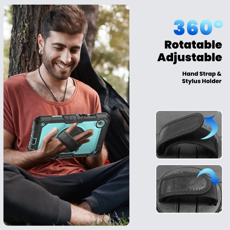 For Samsung Galaxy Tab A9 Silicone + PC Tablet Case with Shoulder Strap(Black+Light Blue) - Galaxy Tab A9 by buy2fix | Online Shopping UK | buy2fix