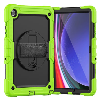 For Samsung Galaxy Tab A9+ Silicone + PC Tablet Case with Shoulder Strap(Yellow Green+Black) - Galaxy Tab A9+ by buy2fix | Online Shopping UK | buy2fix
