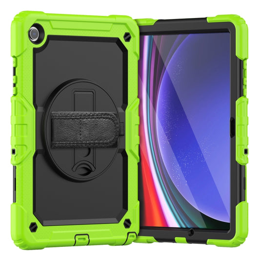 For Samsung Galaxy Tab A9+ Silicone + PC Tablet Case with Shoulder Strap(Yellow Green+Black) - Galaxy Tab A9+ by buy2fix | Online Shopping UK | buy2fix