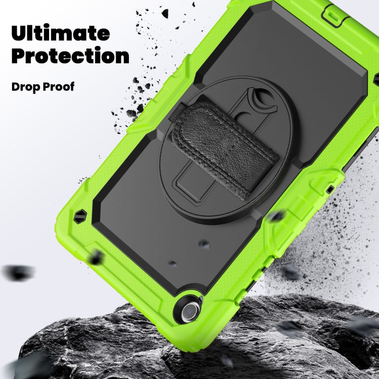 For Samsung Galaxy Tab A9+ Silicone + PC Tablet Case with Shoulder Strap(Yellow Green+Black) - Galaxy Tab A9+ by buy2fix | Online Shopping UK | buy2fix