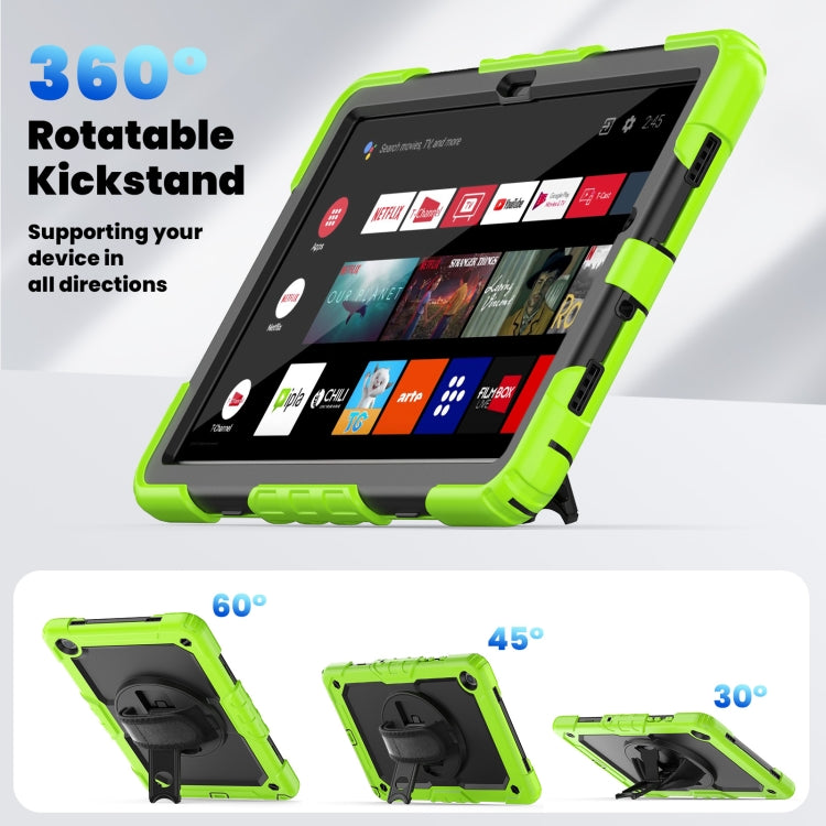 For Samsung Galaxy Tab A9+ Silicone + PC Tablet Case with Shoulder Strap(Yellow Green+Black) - Galaxy Tab A9+ by buy2fix | Online Shopping UK | buy2fix