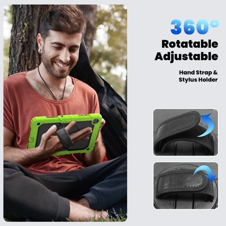 For Samsung Galaxy Tab A9+ Silicone + PC Tablet Case with Shoulder Strap(Yellow Green+Black) - Galaxy Tab A9+ by buy2fix | Online Shopping UK | buy2fix