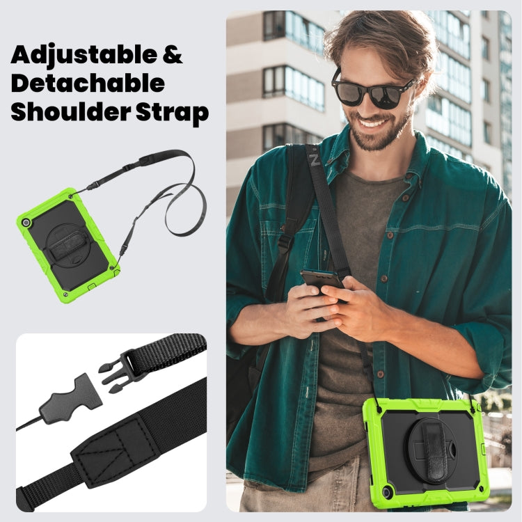For Samsung Galaxy Tab A9+ Silicone + PC Tablet Case with Shoulder Strap(Yellow Green+Black) - Galaxy Tab A9+ by buy2fix | Online Shopping UK | buy2fix