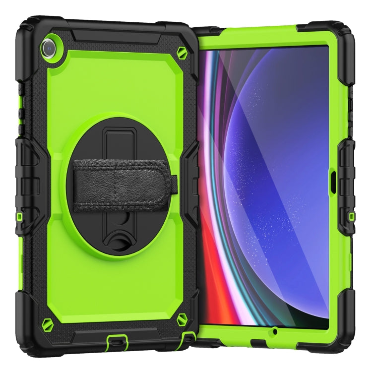 For Samsung Galaxy Tab A9+ Silicone + PC Tablet Case with Shoulder Strap(Black+Yellow Green) - Galaxy Tab A9+ by buy2fix | Online Shopping UK | buy2fix