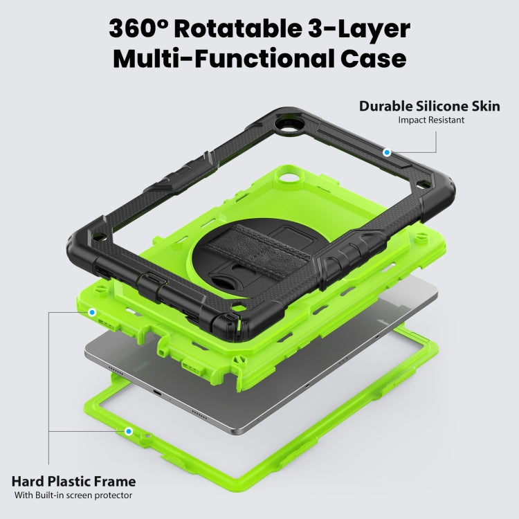 For Samsung Galaxy Tab A9+ Silicone + PC Tablet Case with Shoulder Strap(Black+Yellow Green) - Galaxy Tab A9+ by buy2fix | Online Shopping UK | buy2fix