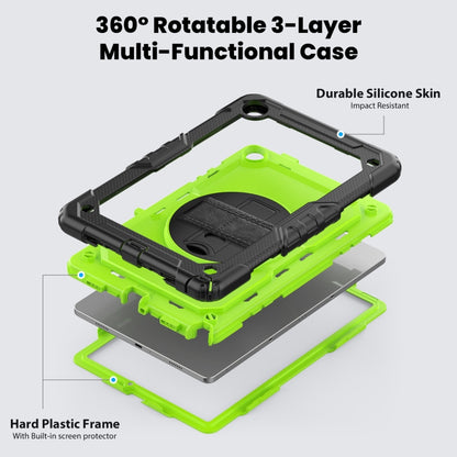 For Samsung Galaxy Tab A9+ Silicone + PC Tablet Case with Shoulder Strap(Black+Yellow Green) - Galaxy Tab A9+ by buy2fix | Online Shopping UK | buy2fix