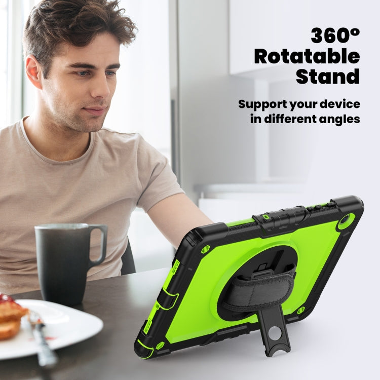 For Samsung Galaxy Tab A9+ Silicone + PC Tablet Case with Shoulder Strap(Black+Yellow Green) - Galaxy Tab A9+ by buy2fix | Online Shopping UK | buy2fix