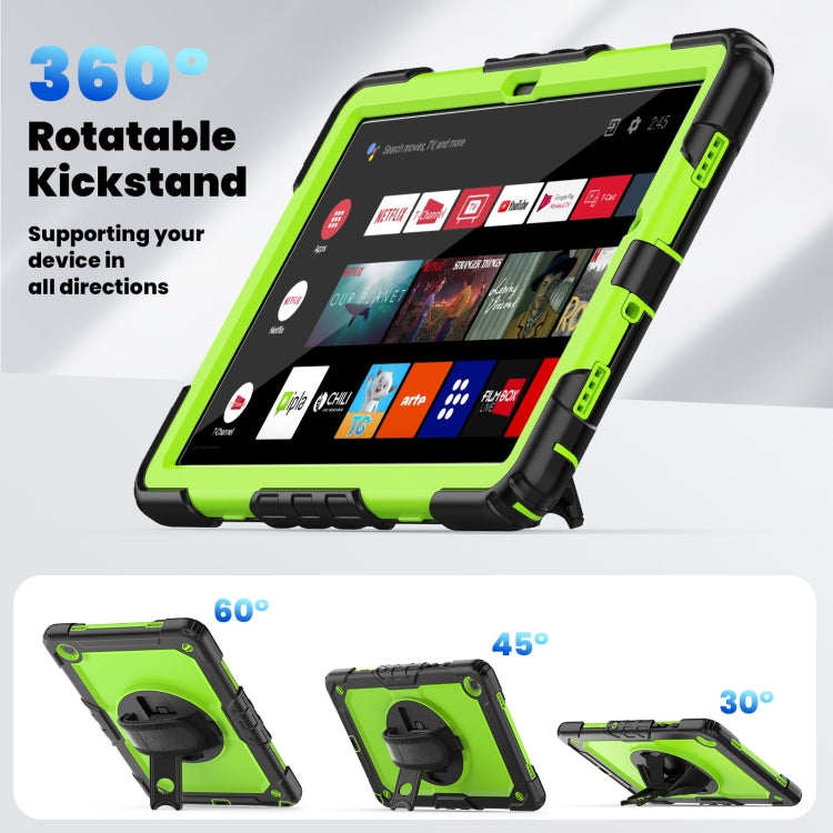 For Samsung Galaxy Tab A9+ Silicone + PC Tablet Case with Shoulder Strap(Black+Yellow Green) - Galaxy Tab A9+ by buy2fix | Online Shopping UK | buy2fix