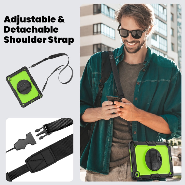 For Samsung Galaxy Tab A9+ Silicone + PC Tablet Case with Shoulder Strap(Black+Yellow Green) - Galaxy Tab A9+ by buy2fix | Online Shopping UK | buy2fix
