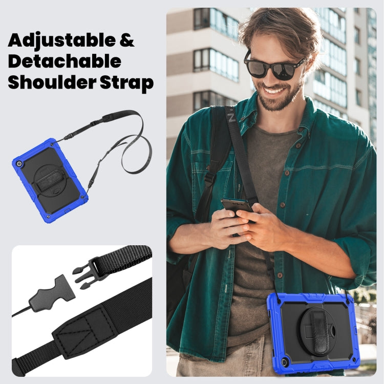 For Samsung Galaxy Tab A9+ Silicone + PC Tablet Case with Shoulder Strap(Blue) - Galaxy Tab A9+ by buy2fix | Online Shopping UK | buy2fix