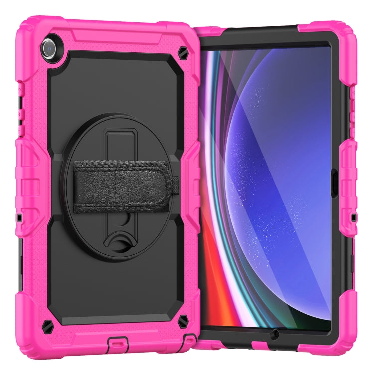 For Samsung Galaxy Tab A9+ Silicone + PC Tablet Case with Shoulder Strap(Rose Red) - Galaxy Tab A9+ by buy2fix | Online Shopping UK | buy2fix