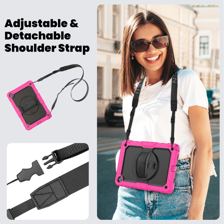 For Samsung Galaxy Tab A9+ Silicone + PC Tablet Case with Shoulder Strap(Rose Red) - Galaxy Tab A9+ by buy2fix | Online Shopping UK | buy2fix