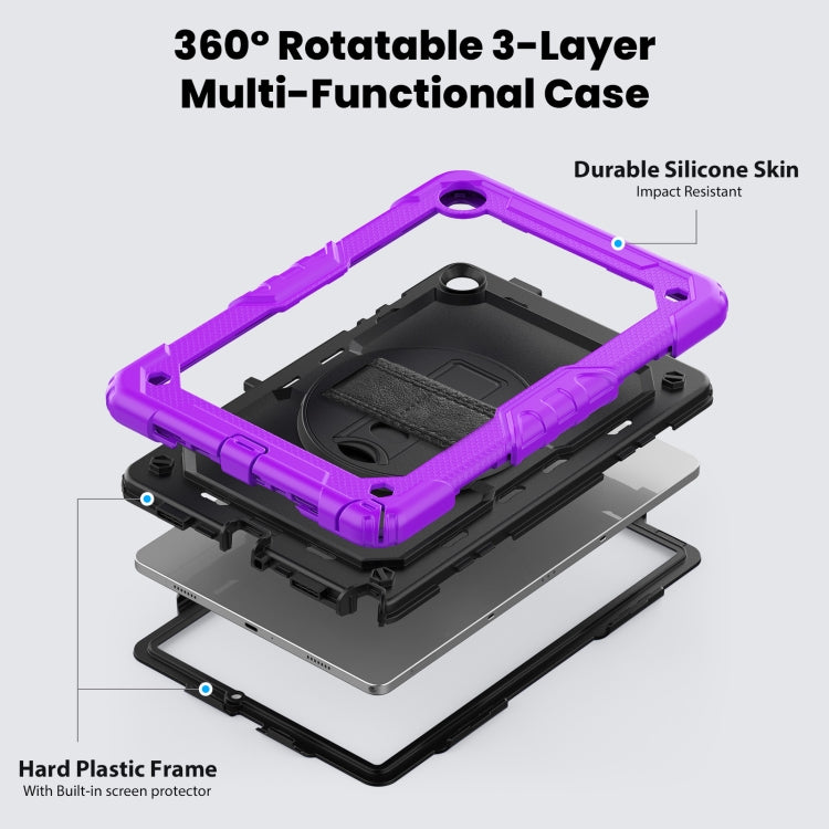 For Samsung Galaxy Tab A9+ Silicone + PC Tablet Case with Shoulder Strap(Purple) - Galaxy Tab A9+ by buy2fix | Online Shopping UK | buy2fix