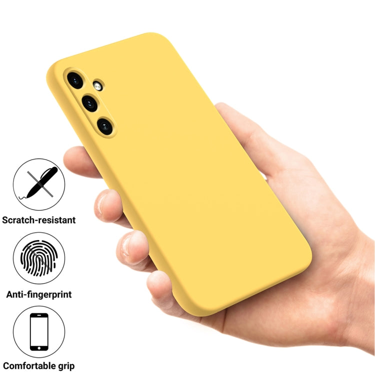 For Samsung Galaxy A55 5G Pure Color Liquid Silicone Shockproof Full Coverage Phone Case(Yellow) - Galaxy Phone Cases by buy2fix | Online Shopping UK | buy2fix