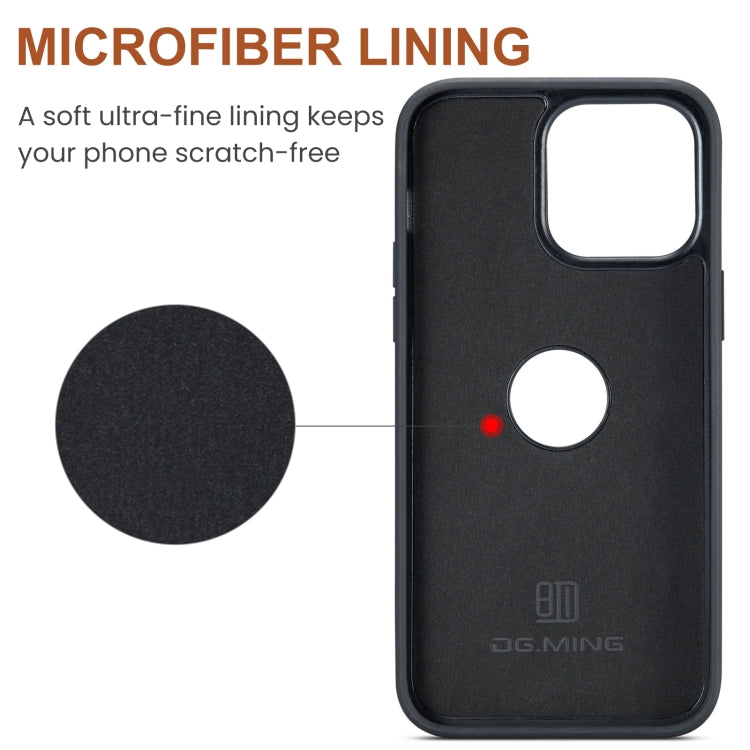 For iPhone 14 Pro Max DG.MING M5 Series Zip RFID Multi Card Detachable Leather Phone Case(Black) by DG.MING