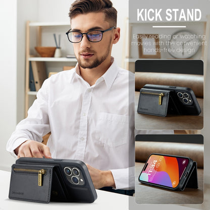 For iPhone 14 Pro Max DG.MING M5 Series Zip RFID Multi Card Detachable Leather Phone Case(Black) by DG.MING