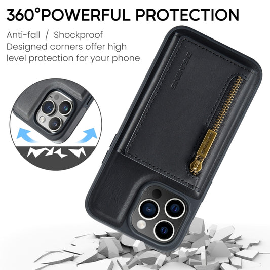 For iPhone 15 Pro DG.MING M5 Series Zip RFID Multi Card Detachable Leather Phone Case(Black) by DG.MING