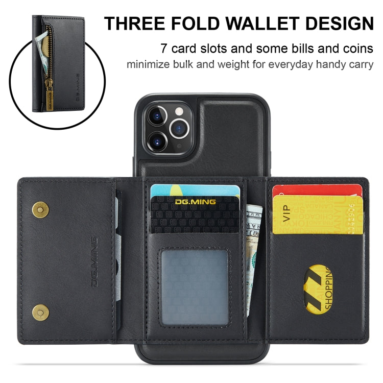 For iPhone 11 Pro Max DG.MING M5 Series Zip RFID Multi Card Detachable Leather Phone Case(Black) by DG.MING