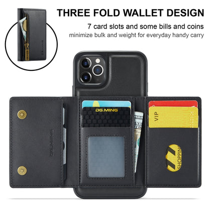 For iPhone 11 Pro Max DG.MING M5 Series Zip RFID Multi Card Detachable Leather Phone Case(Black) by DG.MING