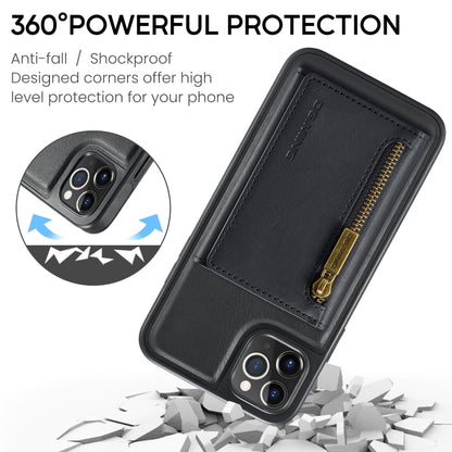 For iPhone 11 Pro Max DG.MING M5 Series Zip RFID Multi Card Detachable Leather Phone Case(Black) by DG.MING