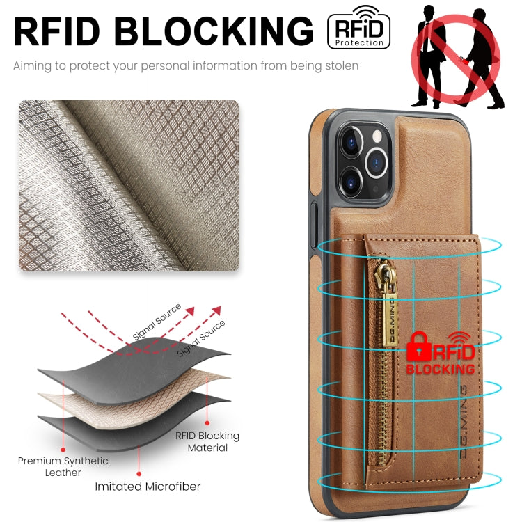 For iPhone 11 Pro Max DG.MING M5 Series Zip RFID Multi Card Detachable Leather Phone Case(Brown) by DG.MING