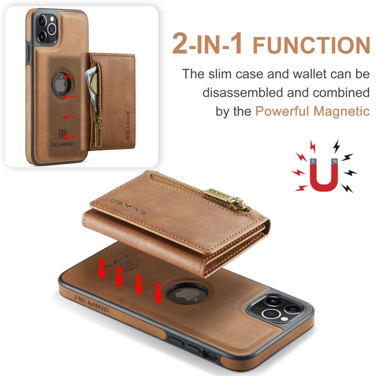 For iPhone 11 Pro Max DG.MING M5 Series Zip RFID Multi Card Detachable Leather Phone Case(Brown) by DG.MING