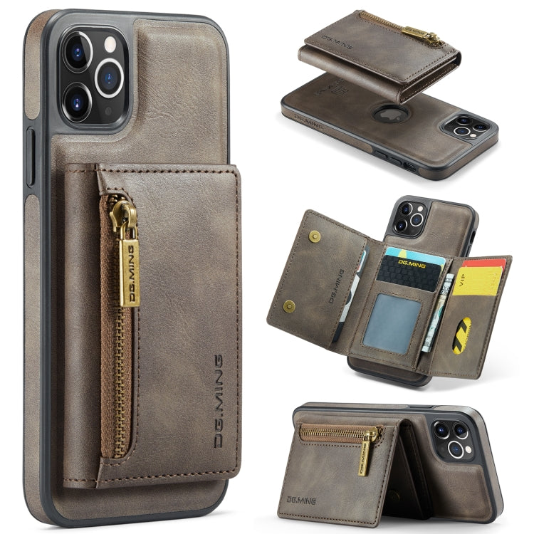 For iPhone 11 Pro Max DG.MING M5 Series Zip RFID Multi Card Detachable Leather Phone Case(Coffee) by DG.MING