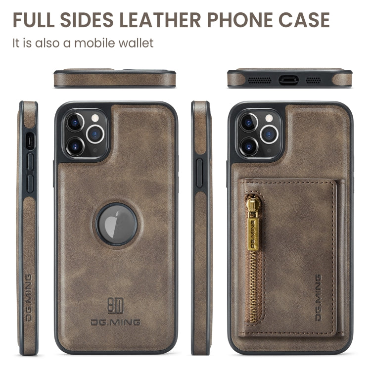 For iPhone 11 Pro Max DG.MING M5 Series Zip RFID Multi Card Detachable Leather Phone Case(Coffee) by DG.MING