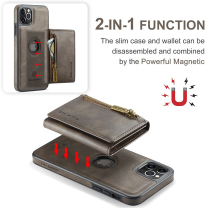 For iPhone 11 Pro Max DG.MING M5 Series Zip RFID Multi Card Detachable Leather Phone Case(Coffee) by DG.MING