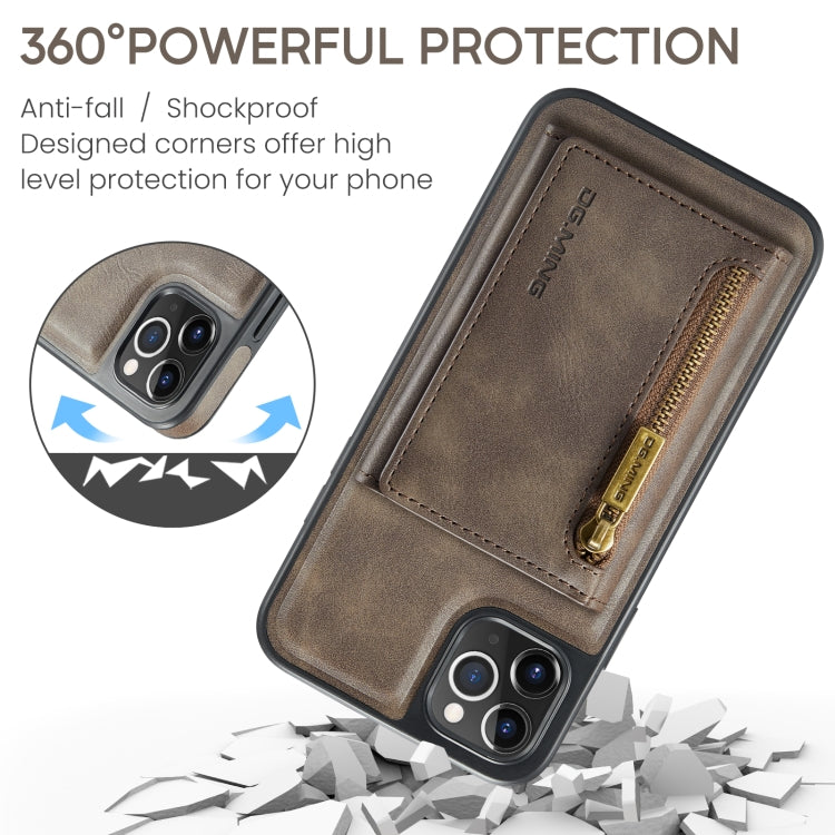 For iPhone 11 Pro Max DG.MING M5 Series Zip RFID Multi Card Detachable Leather Phone Case(Coffee) by DG.MING