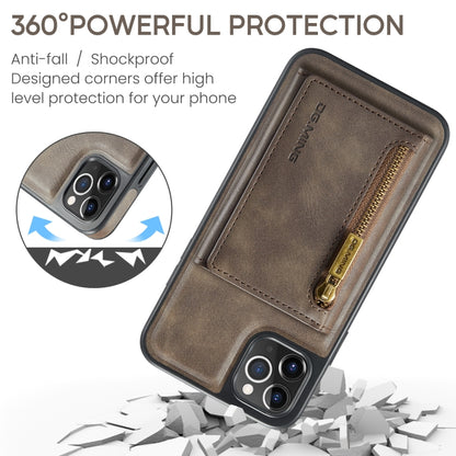For iPhone 11 Pro Max DG.MING M5 Series Zip RFID Multi Card Detachable Leather Phone Case(Coffee) by DG.MING