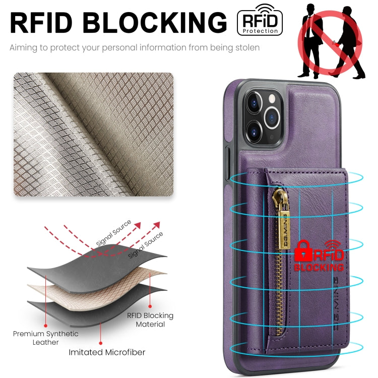 For iPhone 11 Pro Max DG.MING M5 Series Zip RFID Multi Card Detachable Leather Phone Case(Purple) by DG.MING
