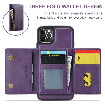 For iPhone 11 Pro Max DG.MING M5 Series Zip RFID Multi Card Detachable Leather Phone Case(Purple) by DG.MING