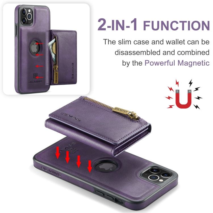 For iPhone 11 Pro Max DG.MING M5 Series Zip RFID Multi Card Detachable Leather Phone Case(Purple) by DG.MING