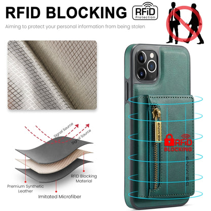 For iPhone 11 Pro Max DG.MING M5 Series Zip RFID Multi Card Detachable Leather Phone Case(Green) by DG.MING