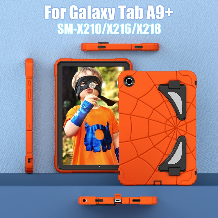 For Samsung Galaxy Tab A11+ / A9+ Spider Silicone Hybrid PC Shockproof Tablet Case(Orange Black) by buy2fix
