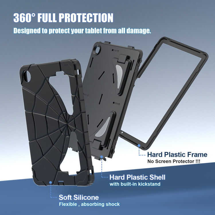 For Samsung Galaxy Tab A11+ / A9+ Spider Silicone Hybrid PC Shockproof Tablet Case(Black) by buy2fix