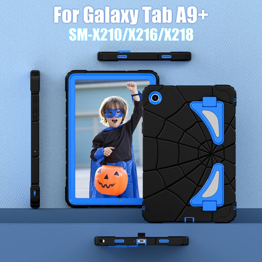 For Samsung Galaxy Tab A11+ / A9+ Spider Silicone Hybrid PC Shockproof Tablet Case(Black Blue) by buy2fix