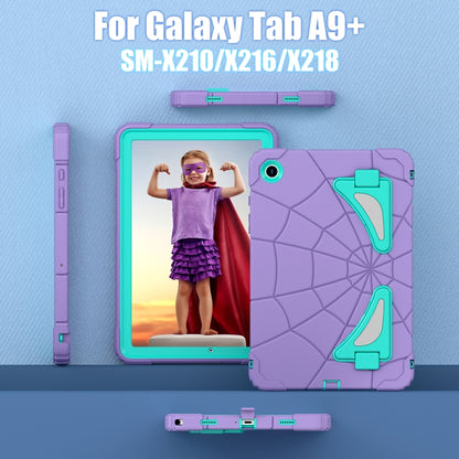 For Samsung Galaxy Tab A11+ / A9+ Spider Silicone Hybrid PC Shockproof Tablet Case(Purple Green) by buy2fix